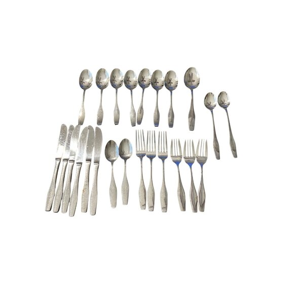 Towle Englander Stainless Steel Flatware Set 24-Piece Glossy Finish Lot Japan - Picture 2 of 5